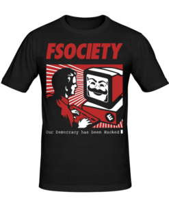 T-shirt FSociety, t-shirt série télé personnalisé tunisie, impression sur t-shirt, broderie, sérigraphie, impression numérique sur t-shirt