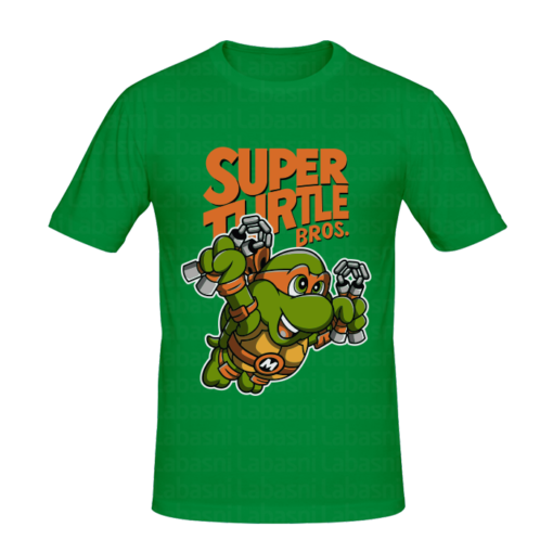 T-shirt Super Turtle Bros Mikey, t-shirt série télé personnalisé tunisie, impression sur t-shirt, broderie, sérigraphie, impression numérique sur t-shirt