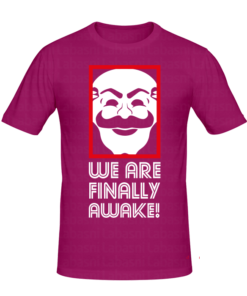 T-shirt FSociety-We are finally awake!, t-shirt série télé personnalisé tunisie, impression sur t-shirt, broderie, sérigraphie, impression numérique sur t-shirt