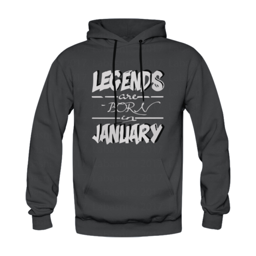 Sweat-shirt Legends are born in january, sweat-shirts cool and funny en tunisie, sweats à capuche personnalisés avec des cool motif, sweats personnalisés en tunisie !