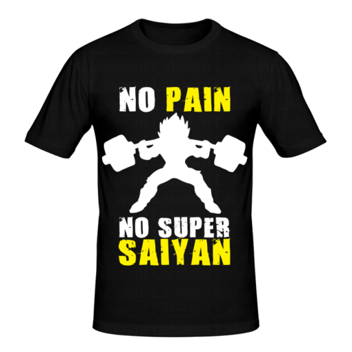 T-shirt vegeta NO PAIN NO SUPER SAIYAN, T-shirt manga et anime en tunisie, tee shirts personnalisés manga et anime, t-shirts personnalisés en tunisie