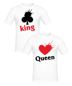 T-shirt Couple King and Queen, T-shirt couples en tunisie, tee shirts personnalisés pour amoureux, t-shirts personnalisés en tunisie