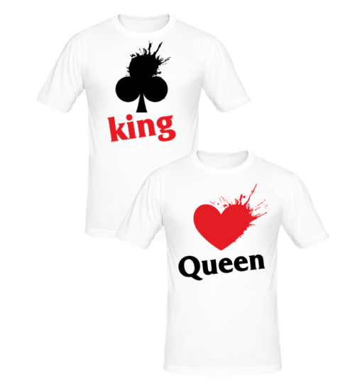 T-shirt Couple King and Queen, T-shirt couples en tunisie, tee shirts personnalisés pour amoureux, t-shirts personnalisés en tunisie